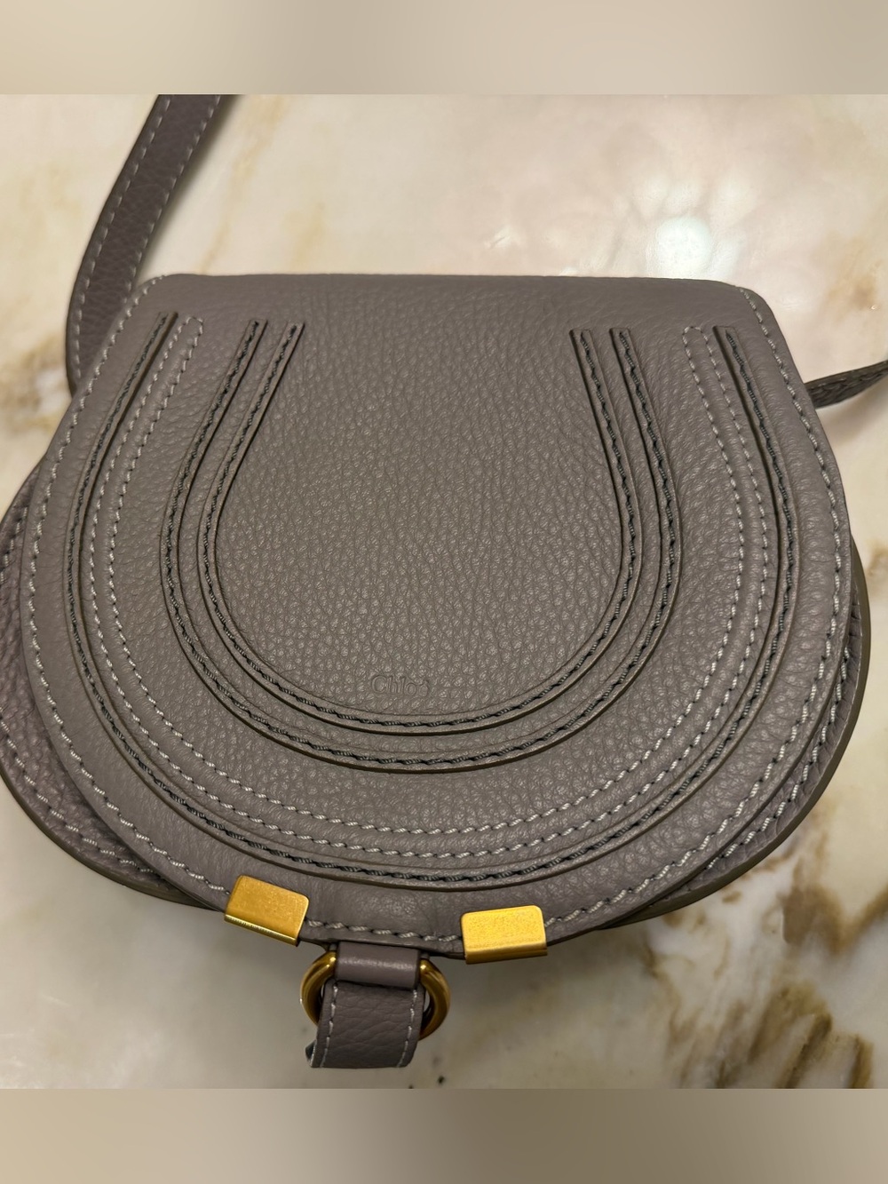 Chloe Small Marcie Saddle Bag in cashmere Gray like new - Picture 2 of 16
